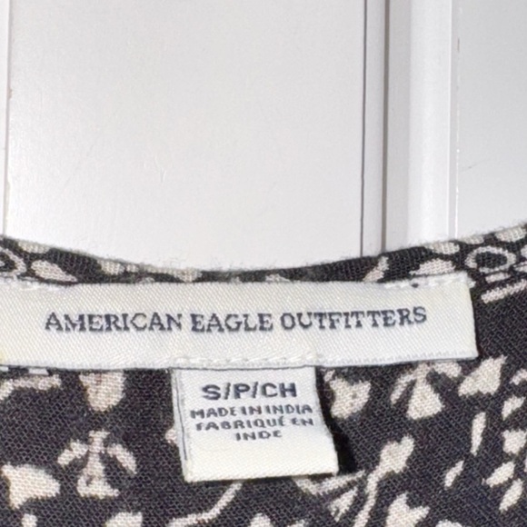 American Eagle Dress Sz Small Black White Floral Casual Boho Peasant Festival - Picture 6 of 12